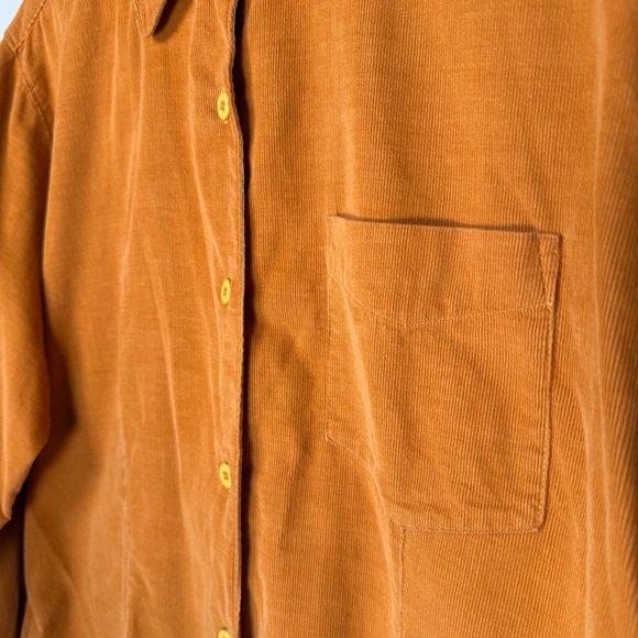 Vintage L.L.Bean Corduroy Shacket Shirt Womens 14 Mustard Gold 90s - Picture 6 of 12